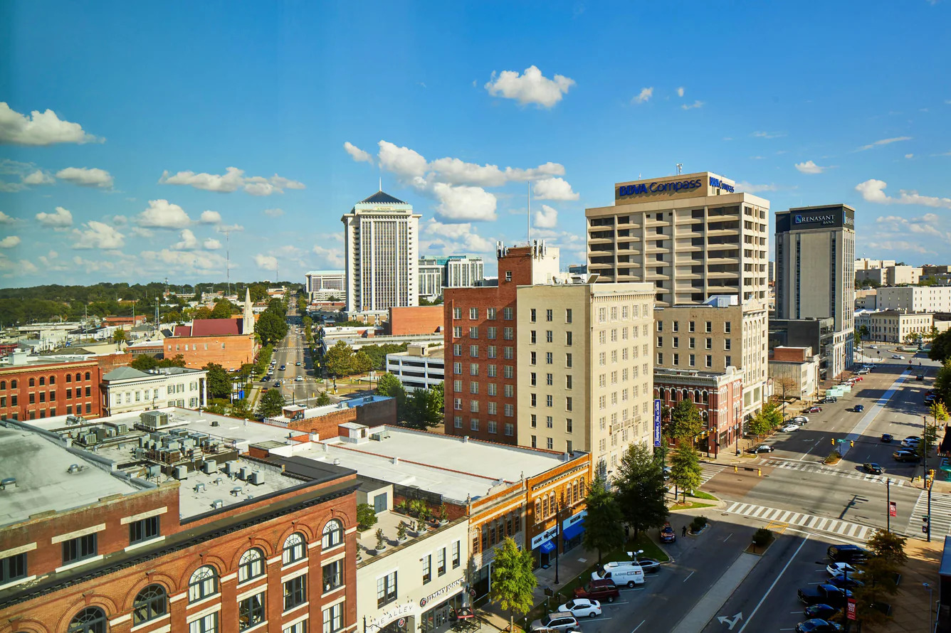 Exterior view of the Renaissance Montgomery Hotel & Spa on a sunny day.