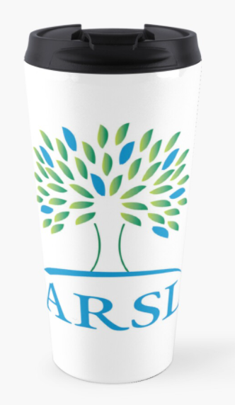 Travel mug with large ARSL logo.